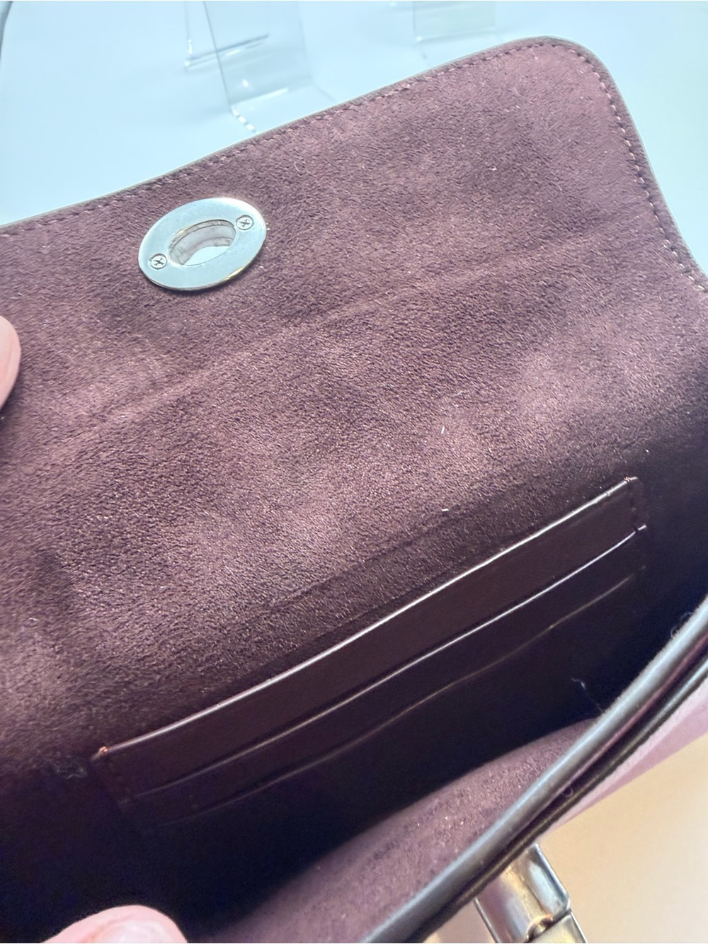 Coach Original Pebbled Leather Twist-Lock Wristlet Clutch in Violet Orchard - Picture 8 of 12